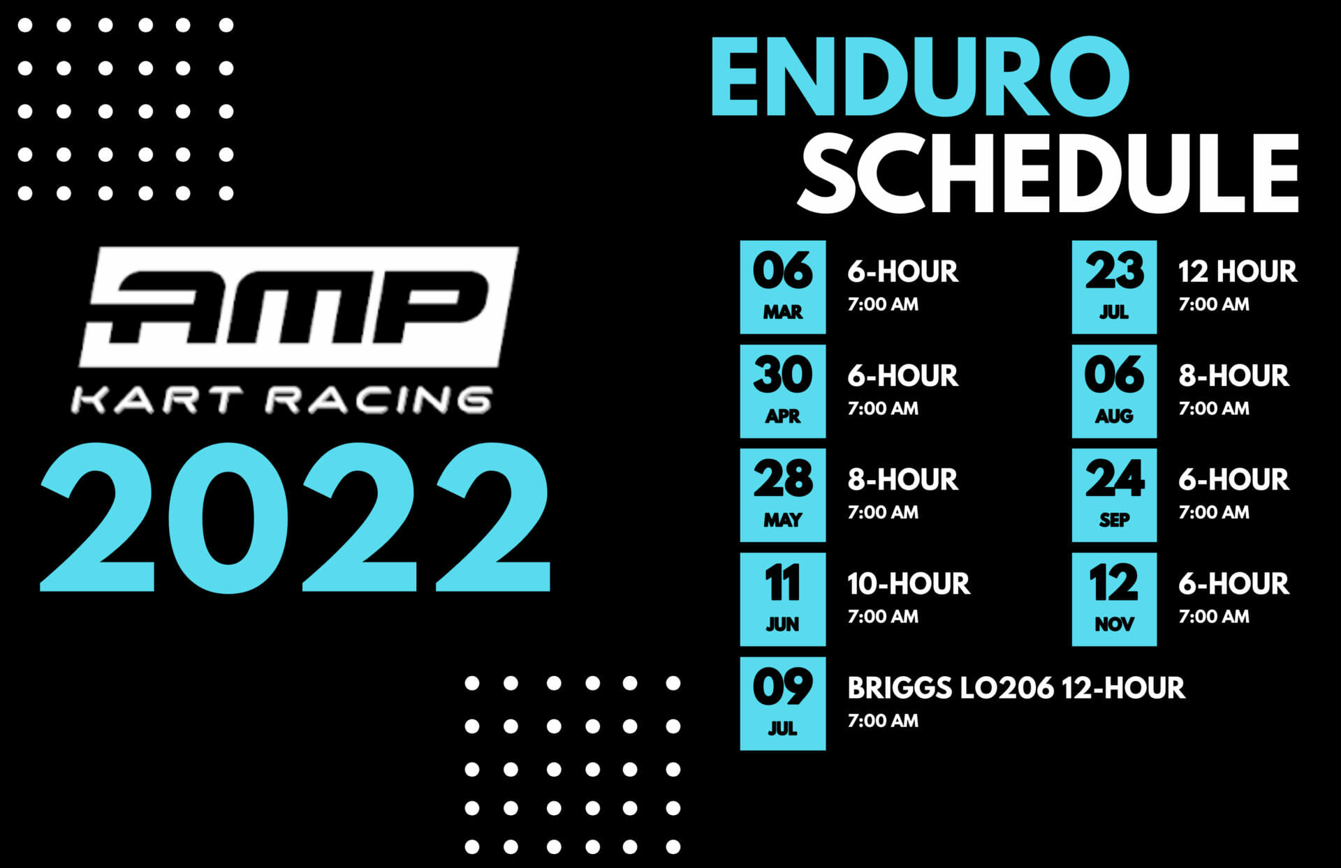 2022 Enduro Schedule - AMP Rental Kart Enduros