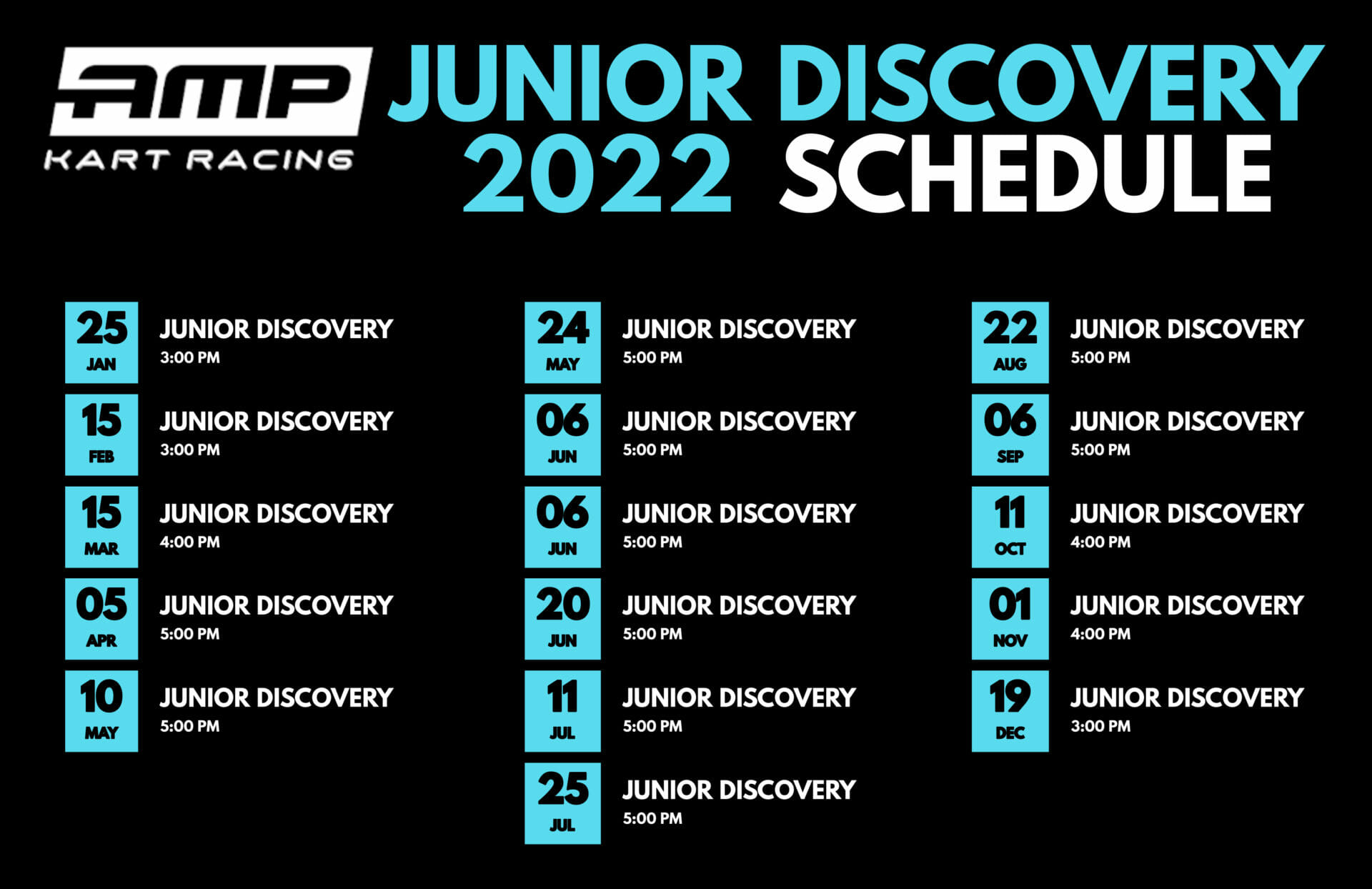2022 Junior Discovery Schedule - Junior Discovery Experience