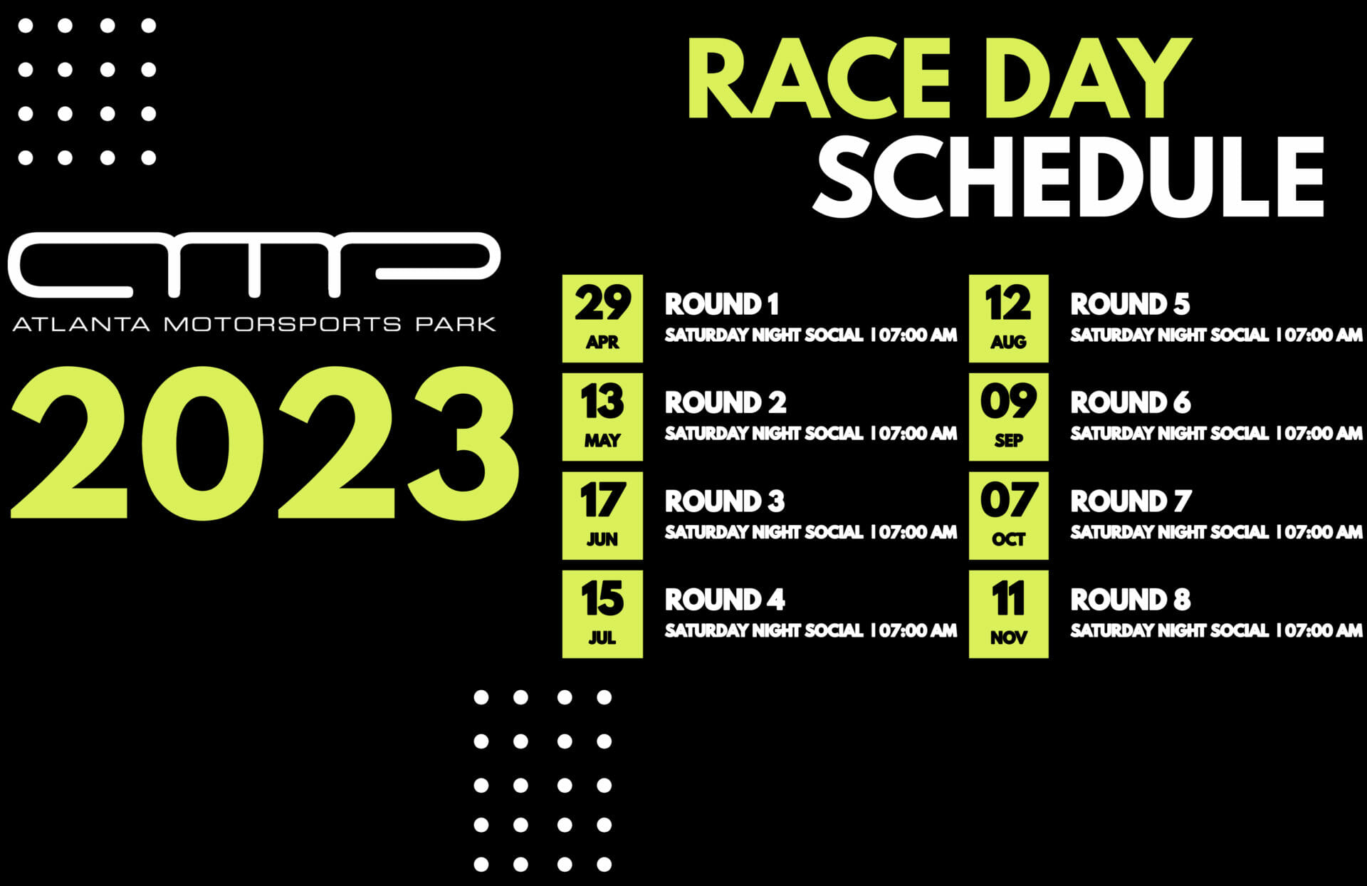 Main Track Race Day Schedule 2023 - Race Series
